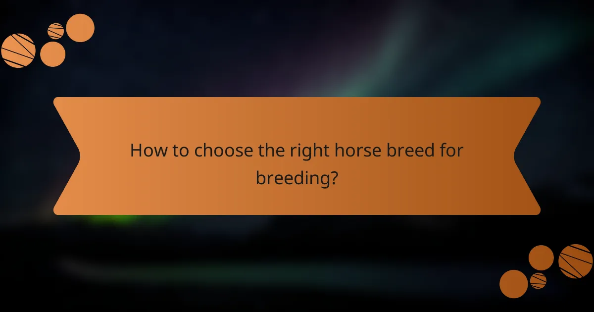 How to choose the right horse breed for breeding?