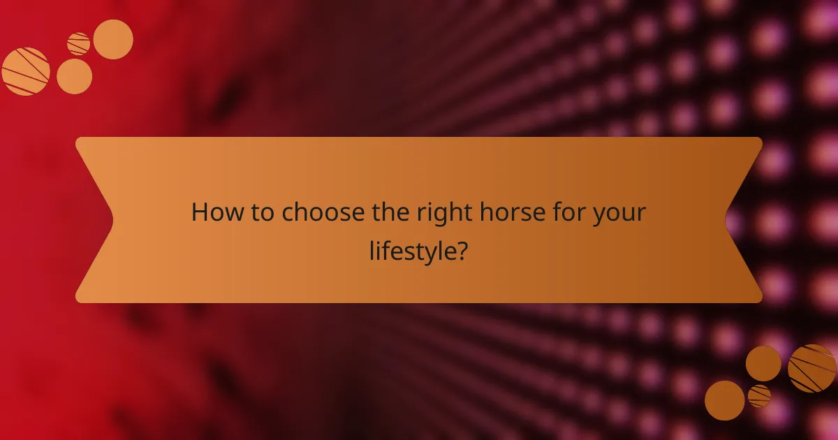 How to choose the right horse for your lifestyle?