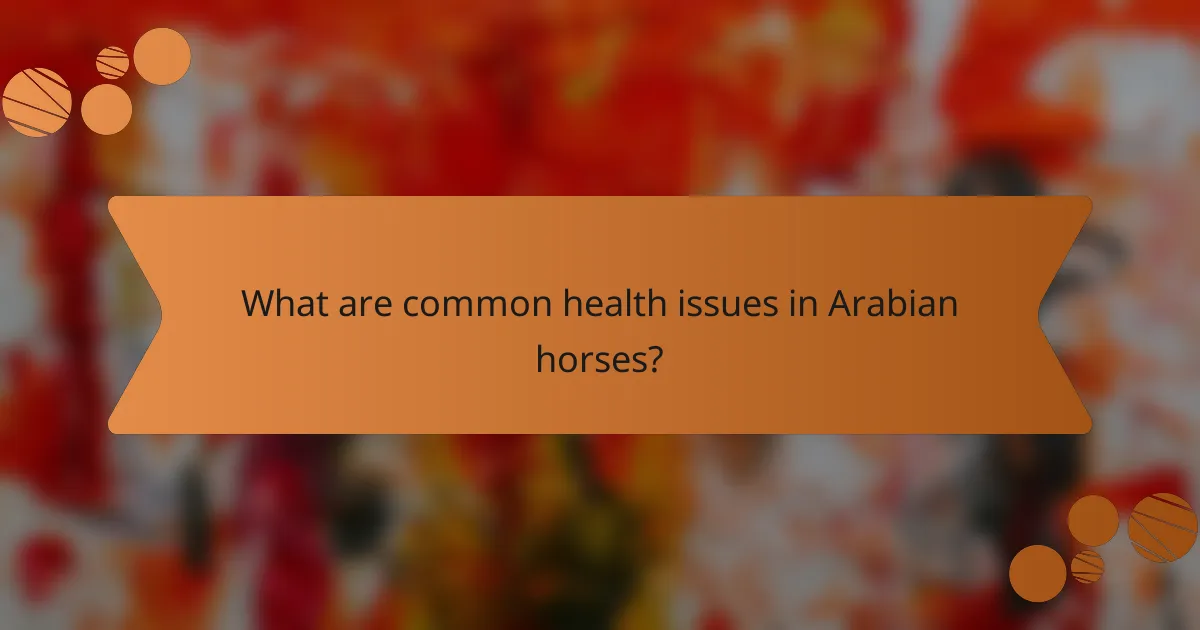 What are common health issues in Arabian horses?