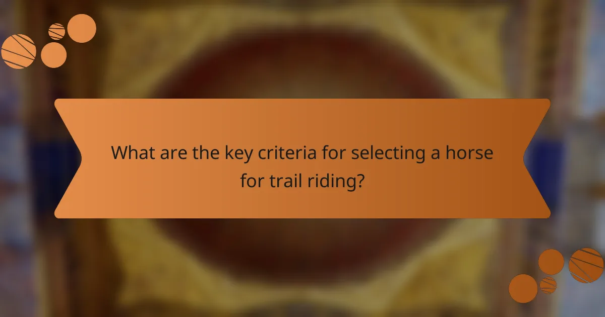 What are the key criteria for selecting a horse for trail riding?
