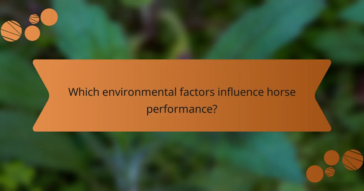 Which environmental factors influence horse performance?