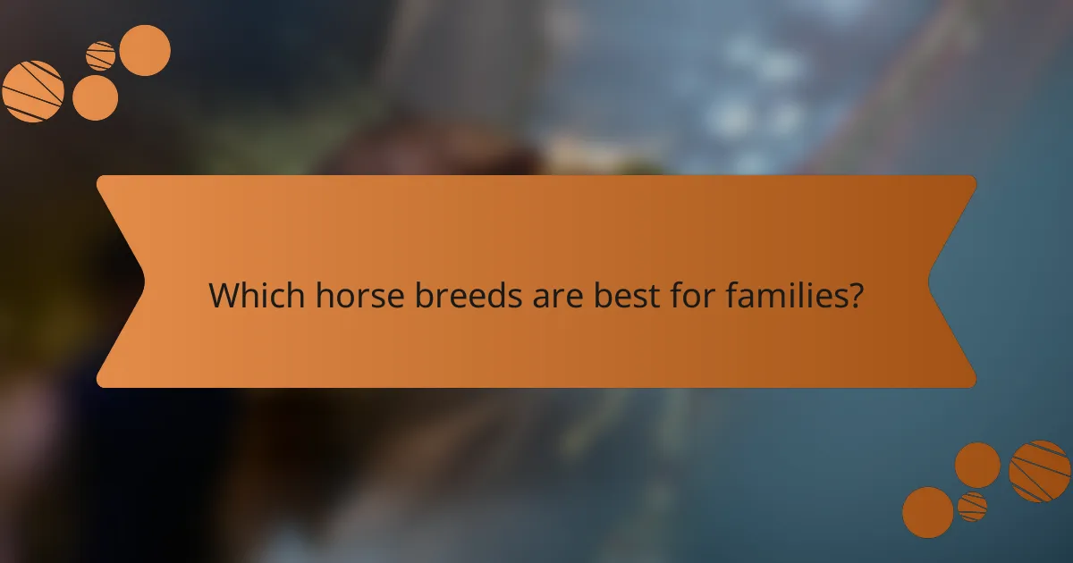 Which horse breeds are best for families?